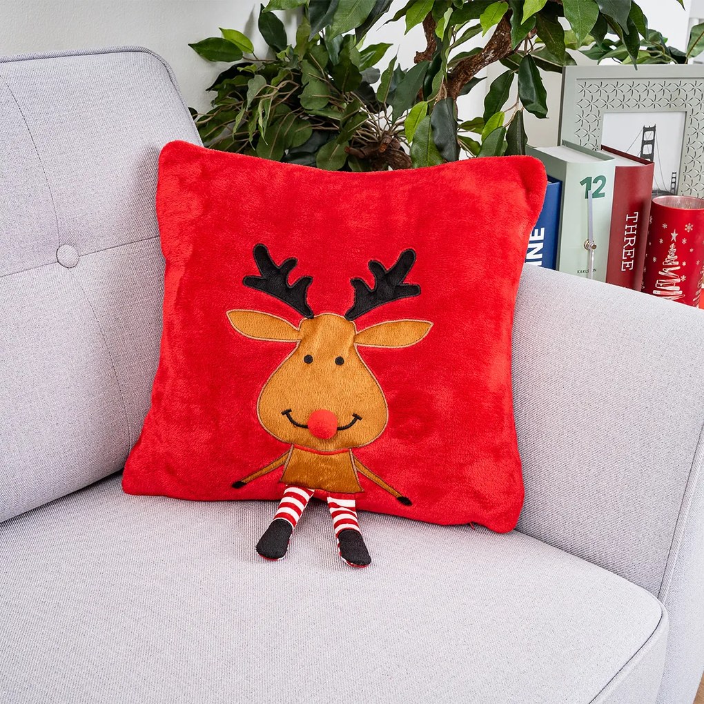 4Home Vianočná obliečka na vankúšik Happy Reindeer, 40 x 40 cm