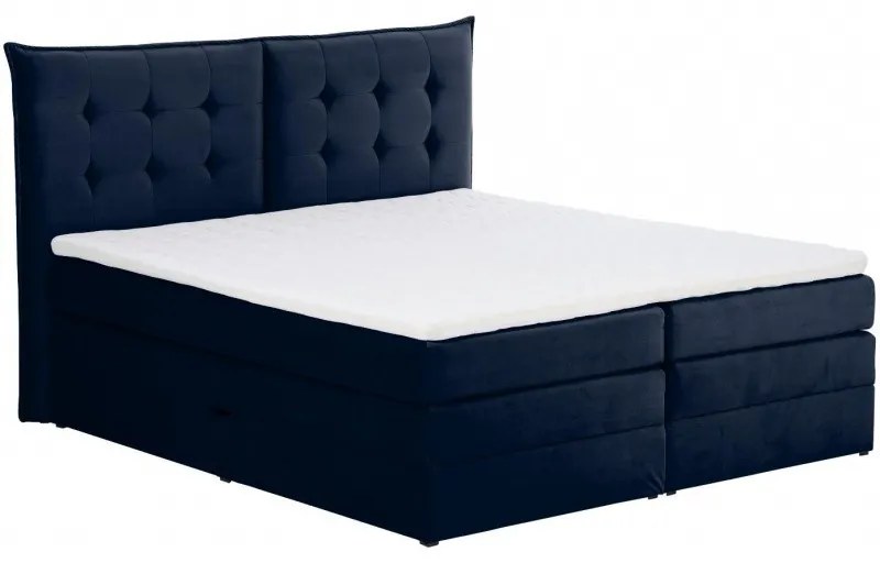 Hector Čalouněná postel boxspring Fendy 180x200 cm tmavě modrá