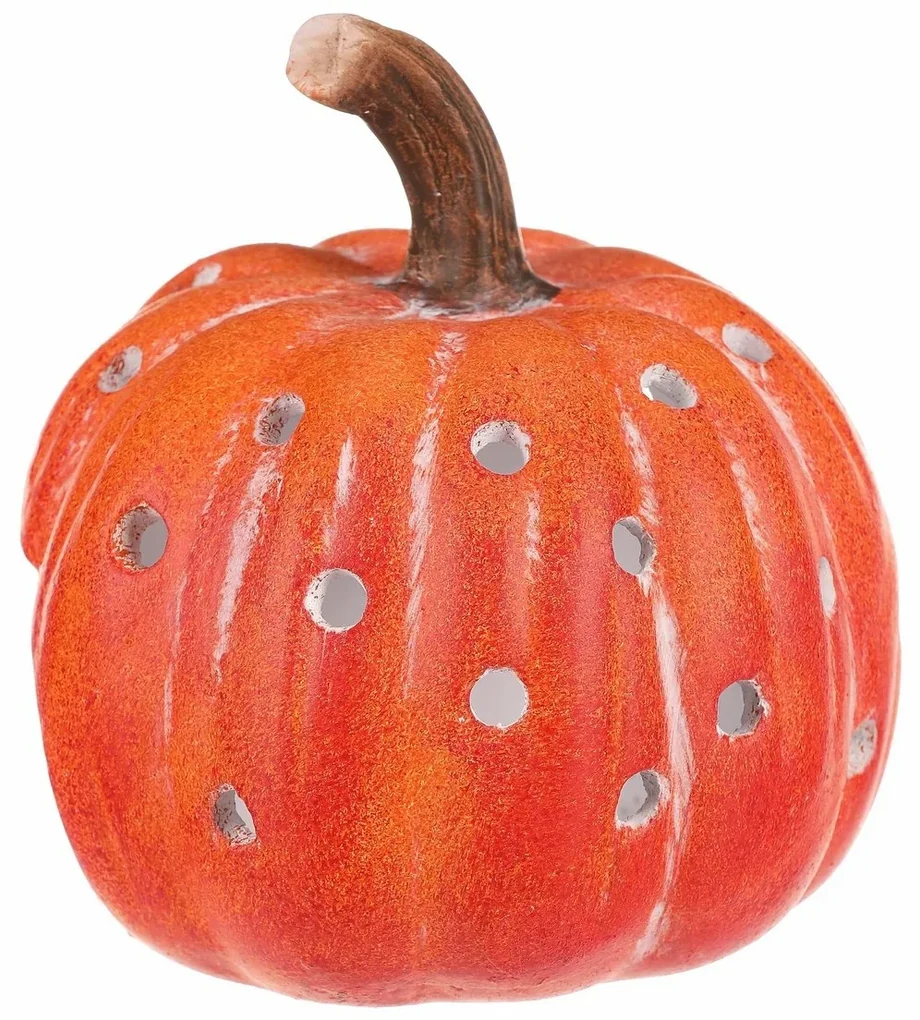 Svietnik Tekvička s otvormi oranžová, keramika, priemer. 14 cm
