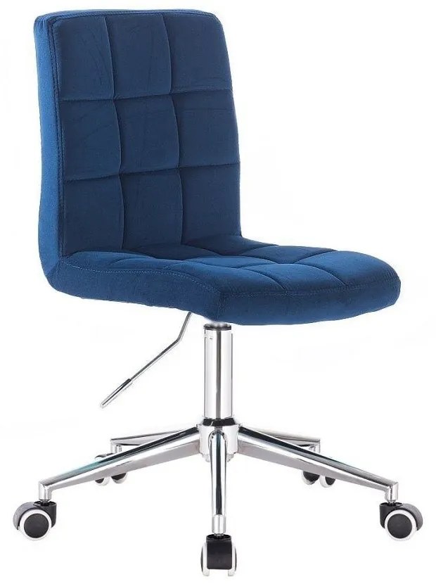 LuxuryForm DESIGN Stolička TOLEDO VELUR na striebornej podstave s kolieskami - modrá