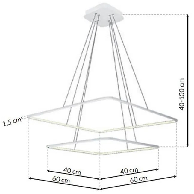 Závesné LED svietidlo Nix, 2x LED 50w, 3000k, w