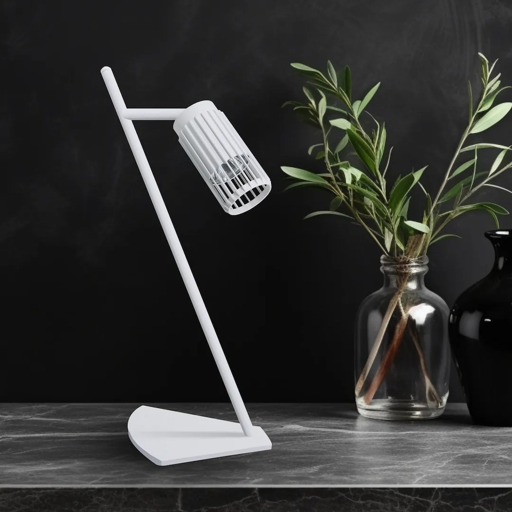 Stolná lampa Vertical, 1x biele kovové tienidlo, w