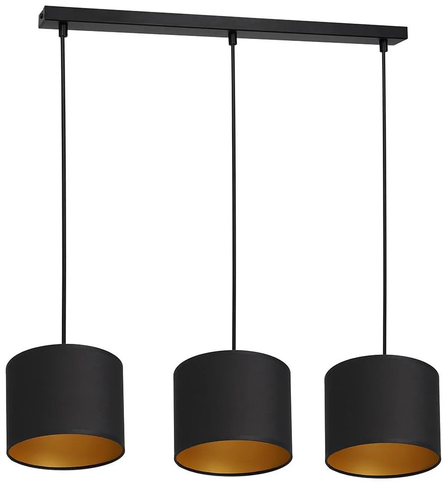 Luster na lanku ARDEN 3xE27/60W/230V čierna/zlatá