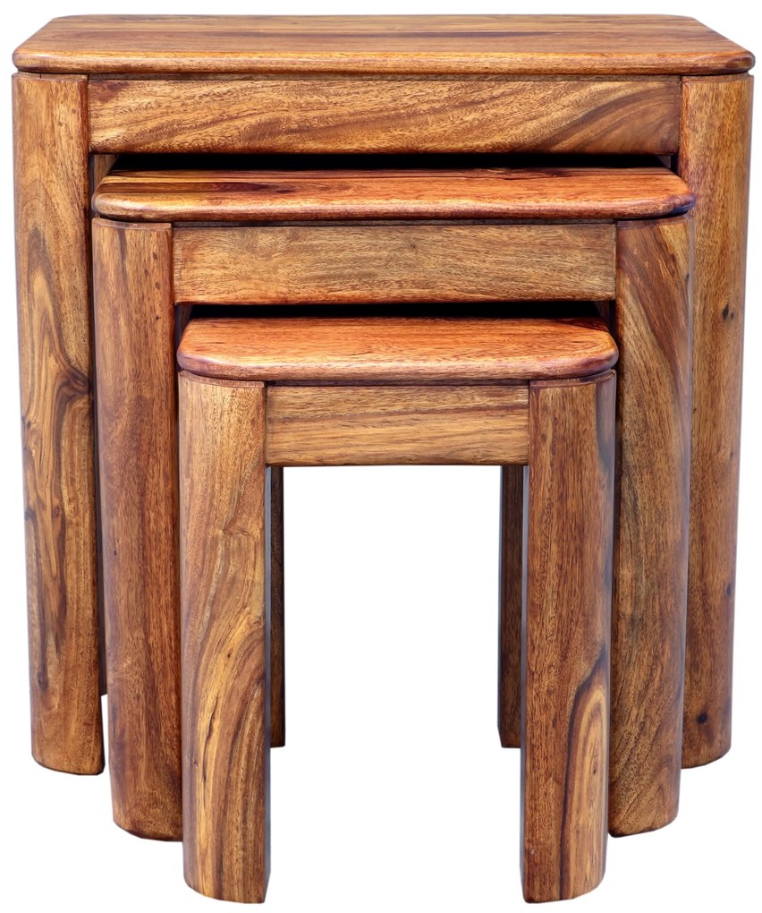 furniture-nabytek.cz - Odkladacie stolíky Tina 3 ks z indického masívu palisander
