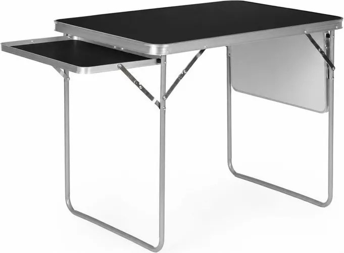 Skladací kempingový stôl 120 x 60 cm s policami a kufrovým dizajnom hnedá