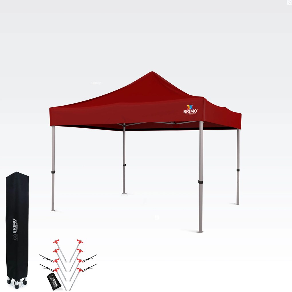BRIMO Záhradný Altánok Skladací 3x3 m | Prémiová UV/PVC Ochrana | Pevná Konštrukcia BRIMO | Rýchle Skladanie Bez Náradia - bez stien - Červená 35