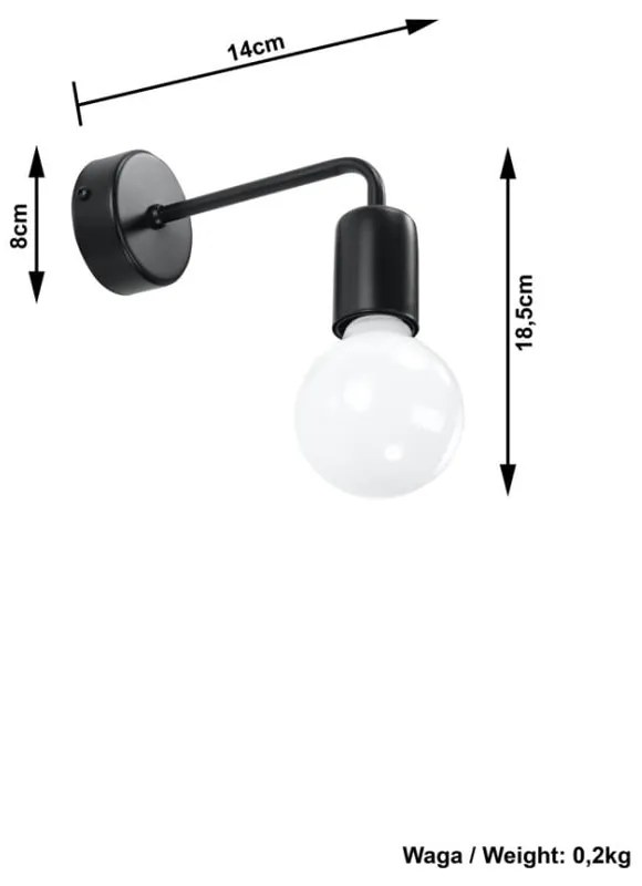 Čierne nástenné svietidlo Sollux Donato