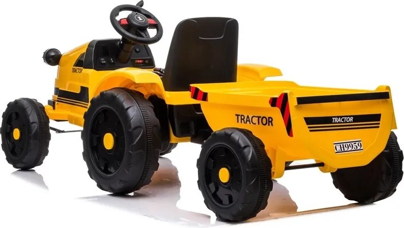 LEAN CARS Batériový traktor s prívesom CH9959 žltý