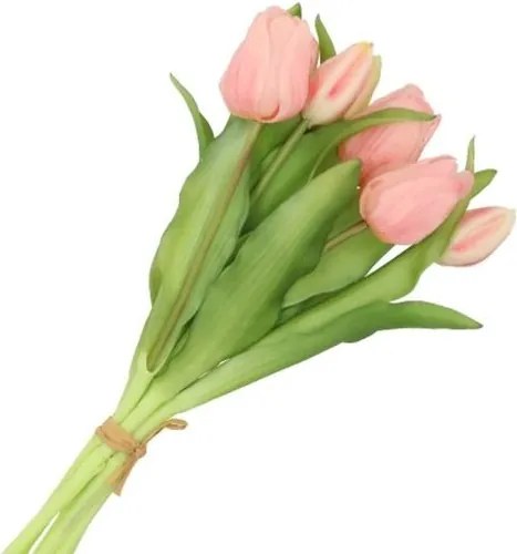 Kytica 7ks ružových realistických tulipánov Tulips - 43cm