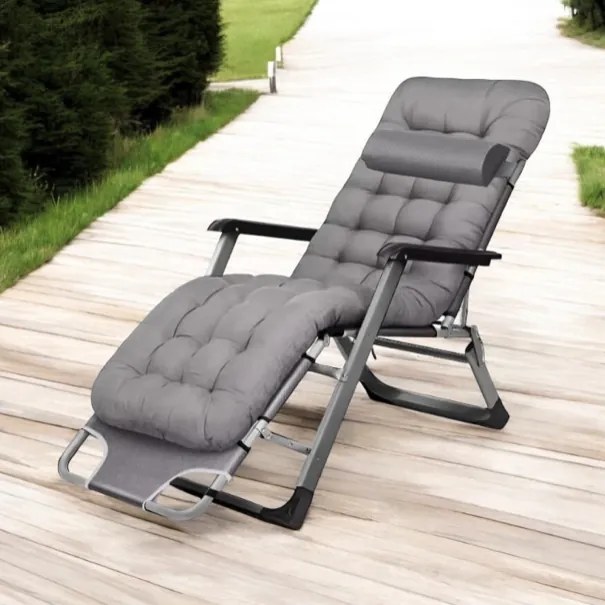 Záhradné lehátko so sivým rámom a vankúšom sivá