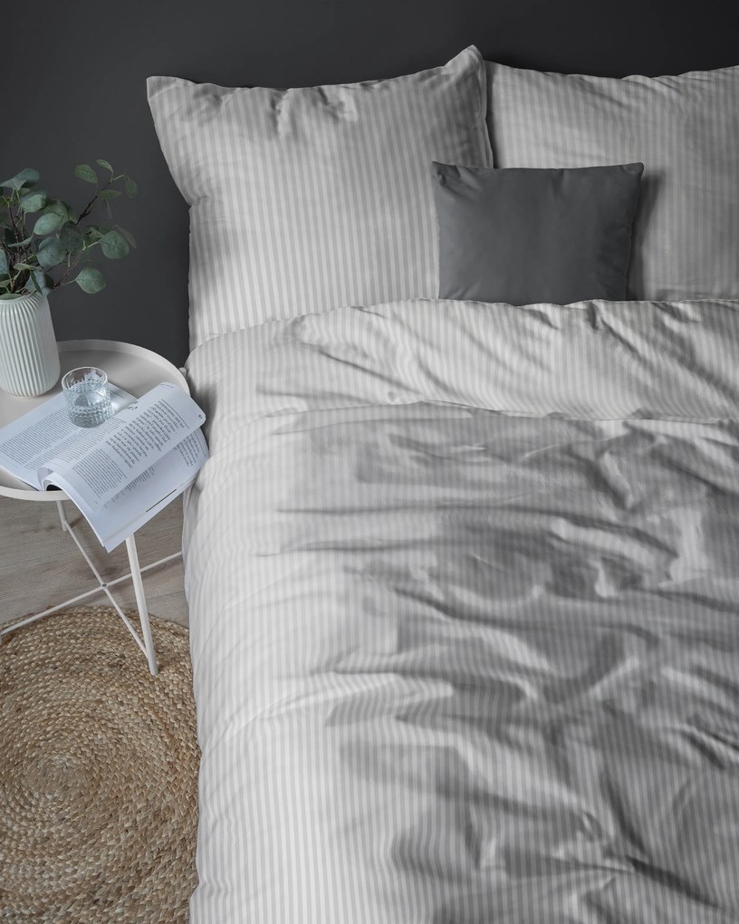 Posteľná obliečka Damašek Svetlosivá 200x220 / 2×70x80 cm – elegantný damaškový vzor, 100% bavlna, zips