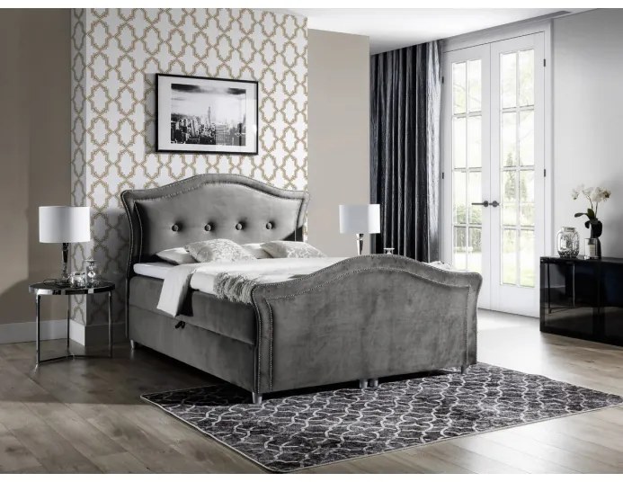 Kúzelná rustikálna posteľ Bradley Lux 140x200, šedá + TOPPER