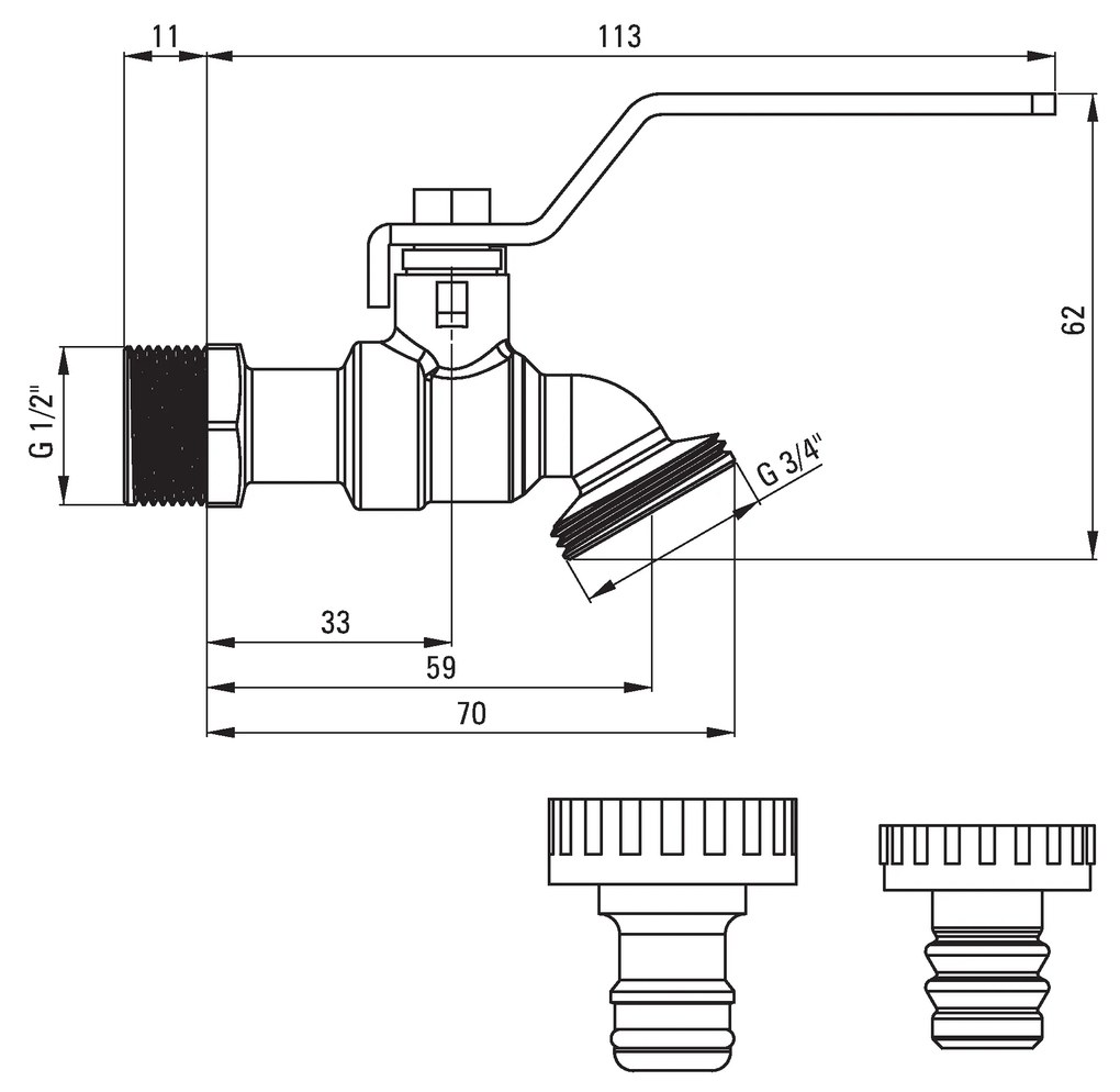 Deante Deante, 1/2" guľový záhradný ventil z mosadze s adaptérom, VFA_152L