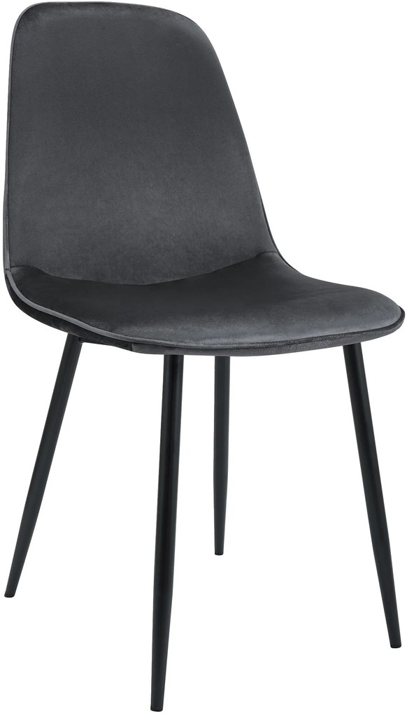 Sada 4 ks jedálenských stoličiek Maryam zamat - tmavosivá
