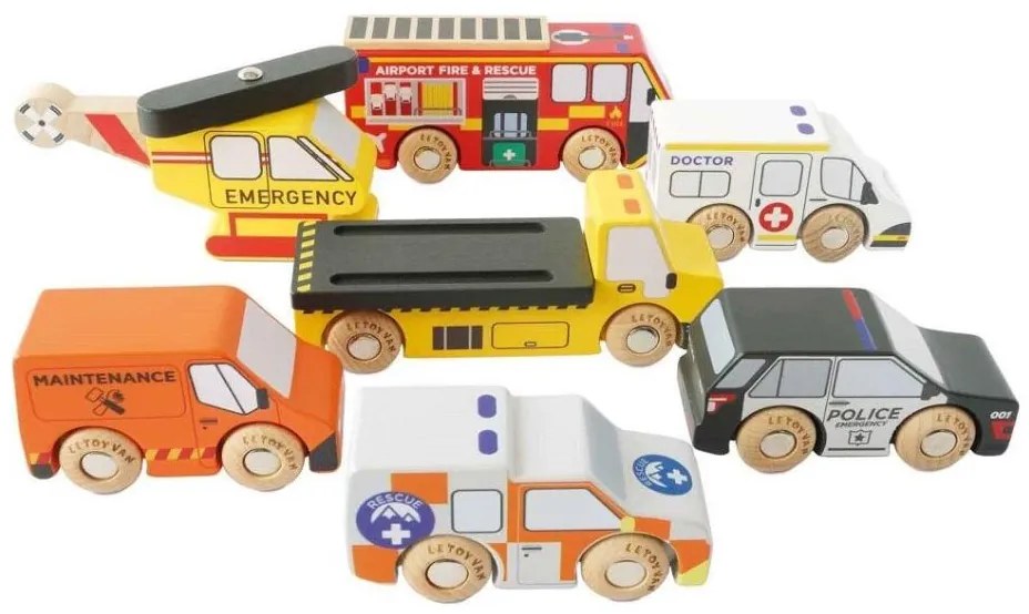 Le Toy Van - Set záchranných autíčok s vrtuľníkom