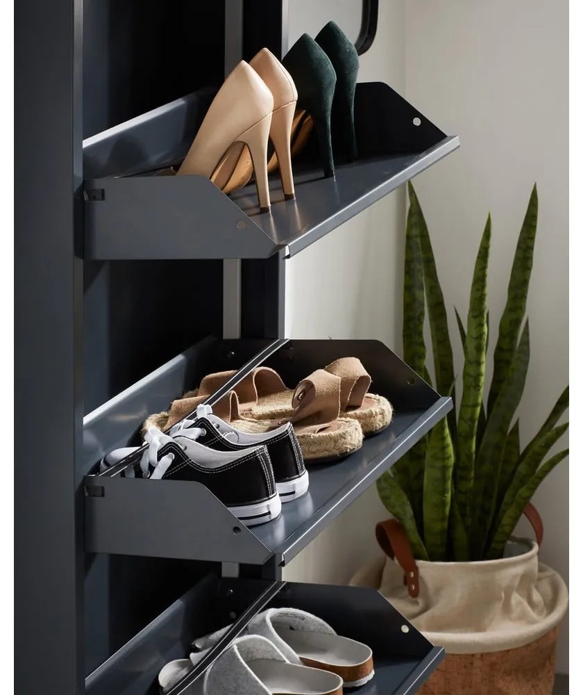 Antracitovosivý kovový výklopný botník Rox - Kave Home