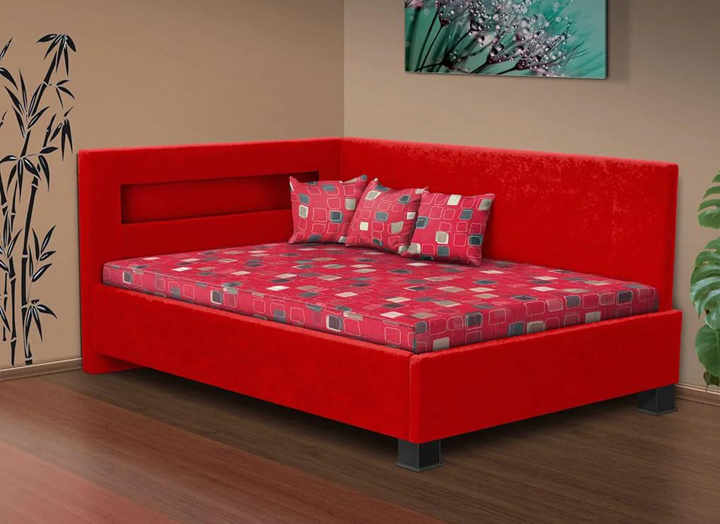 Nabytekmorava Čalúnená posteľ s úložným priestorom Mia Robin 120 matrac: matrace sendvičová 17 cm, farba čalúnenie: červená, úložný priestor: bez úložného priestoru