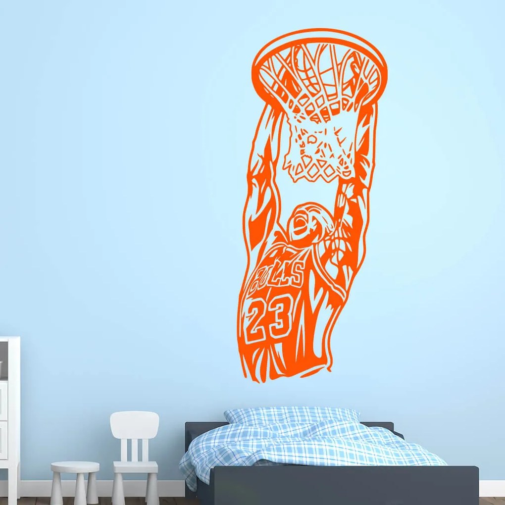 Veselá Stena Samolepka na stenu na stenu Michael Jordan Farba: oranžová, Veľkosť: 100 x 42 cm