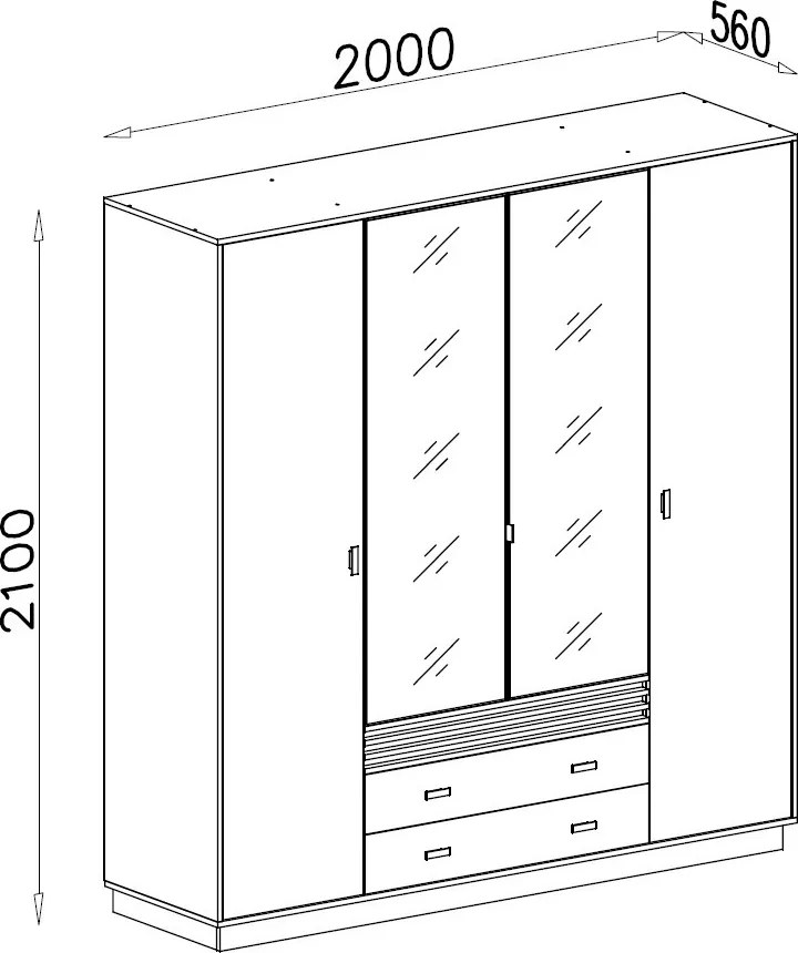 Šatníková skriňa s otočnými dverami Almo, 200 cm, dub estana/antracit