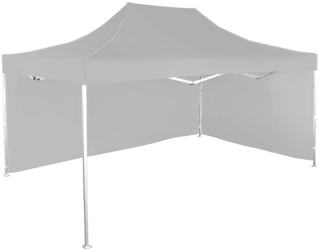 Rýchlorozkladací nožnicový stan 3x4,5m – hliníkový, 2 bočné plachty, Sivá / antracitová