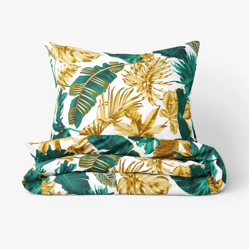 Goldea bavlnené posteľné obliečky - palmové listy na bielom 220 x 200 a 2ks 70 x 90 cm