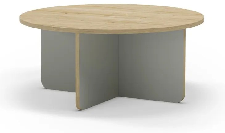 Svetlozelený/v prírodnej farbe okrúhly konferenčný stolík s doskou v dubovom dekore ø 80 cm Hillary – Marckeric