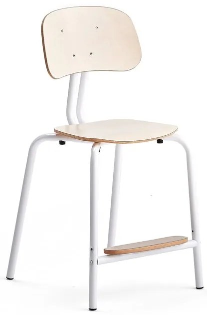 Školská stolička YNGVE, so 4 nohami, biela, breza, V 520 mm