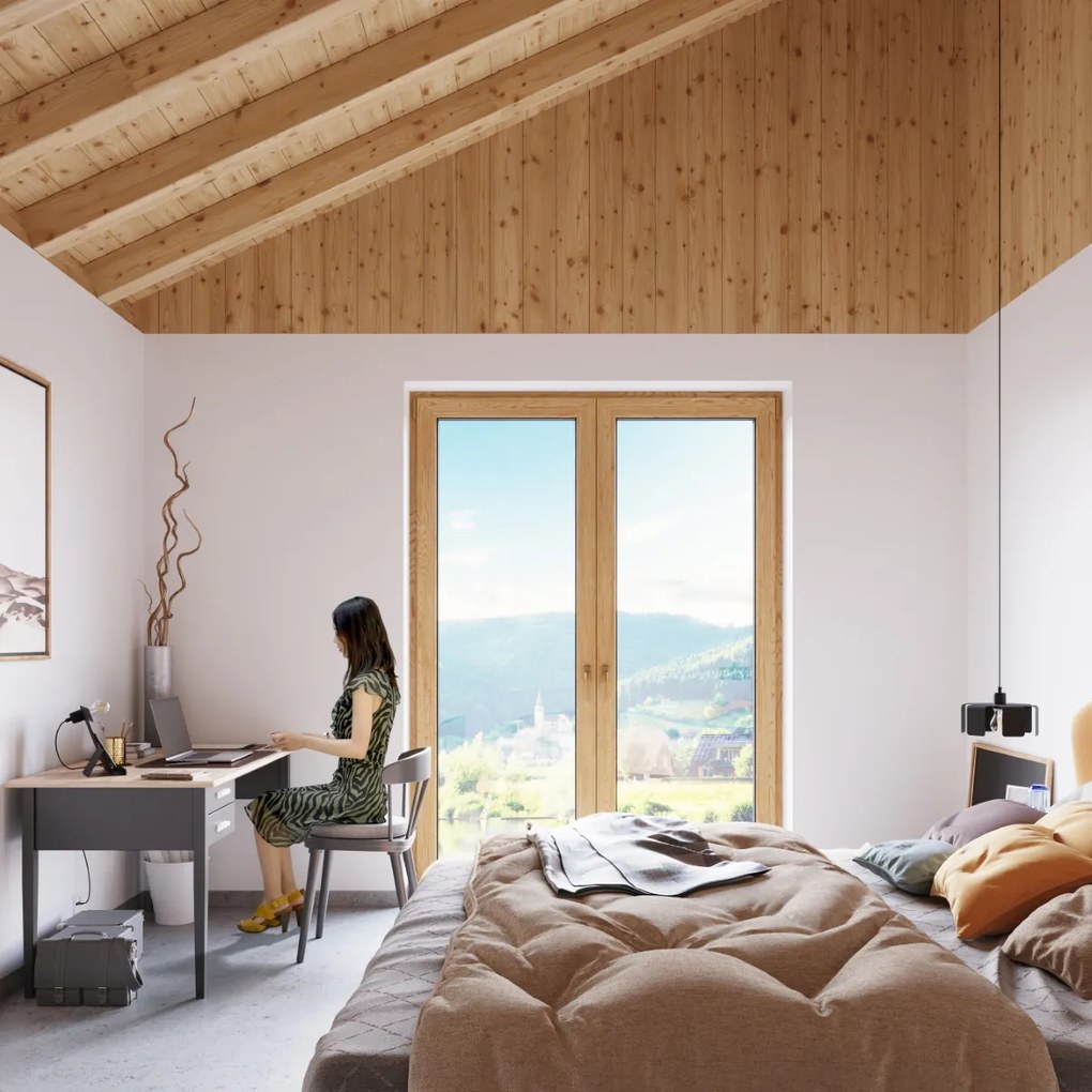 Stolná lampa Incline, čierne telo svietidla