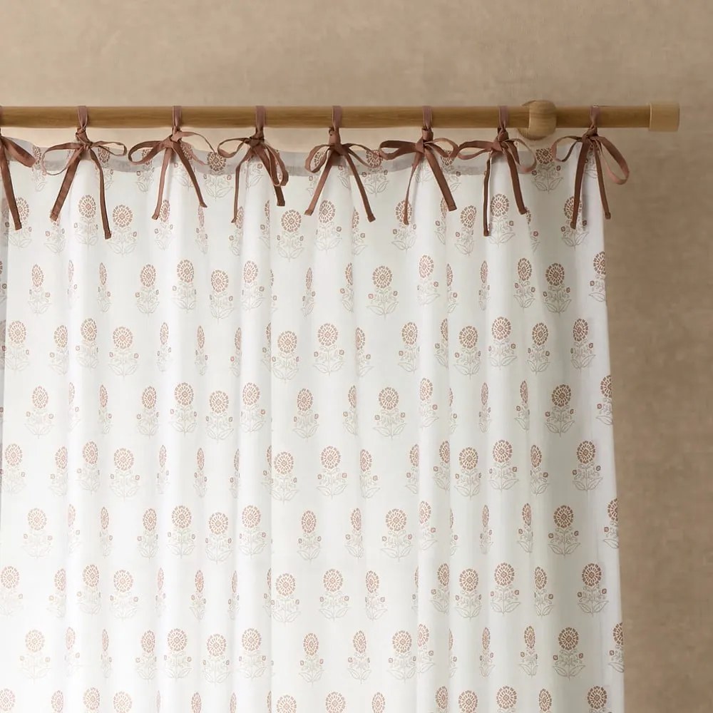 Biela záclona 140x183 cm Woodblock Floral – Pineapple Elephant