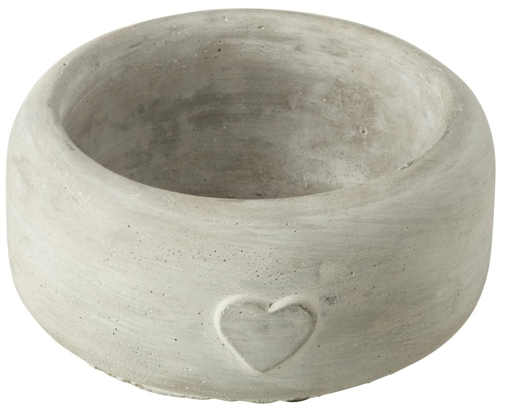 Šedý antik cementový kvetináč so srdiečkom Heart - Ø 15*7 cm