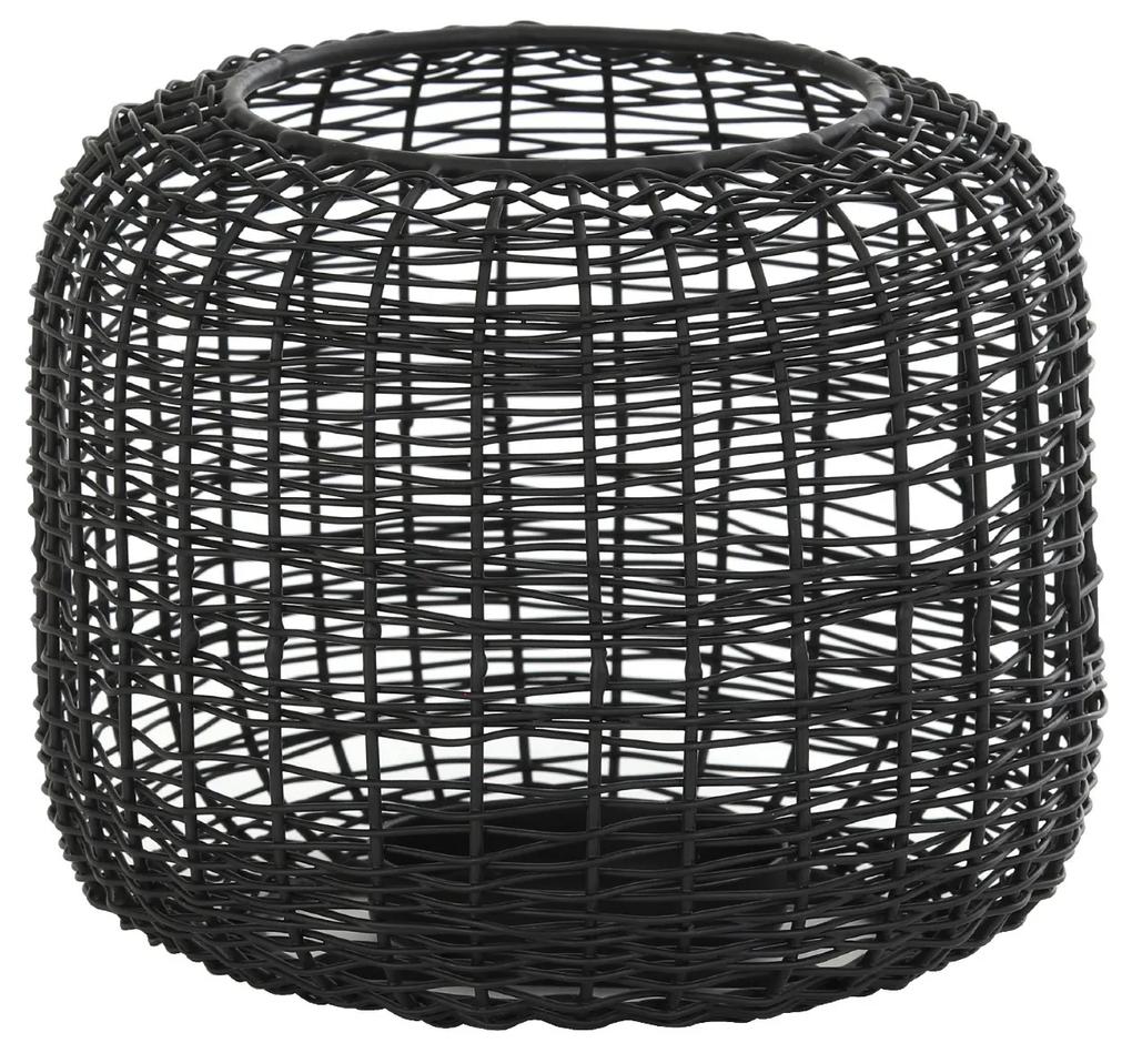 Drôtený lampáš / svietnik SKOOP, matt black, (S) Ø16x13,5 cm