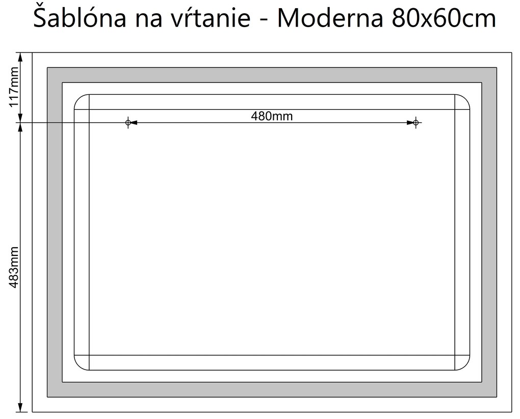 LED zrkadlo Moderna 80x60cm studená biela - dotykový spínač