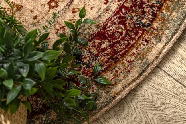 Koberec POLONIA KORDOBA 25 rozeta / rám, svetlý rubín kruh