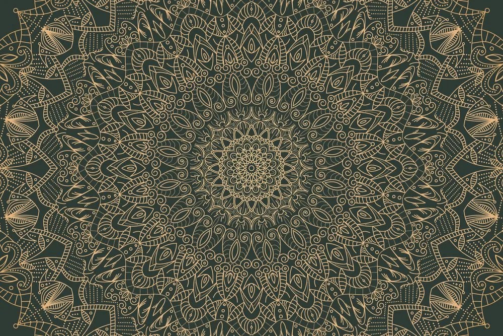 Tapeta detailná ozdobná Mandala v zelenej farbe