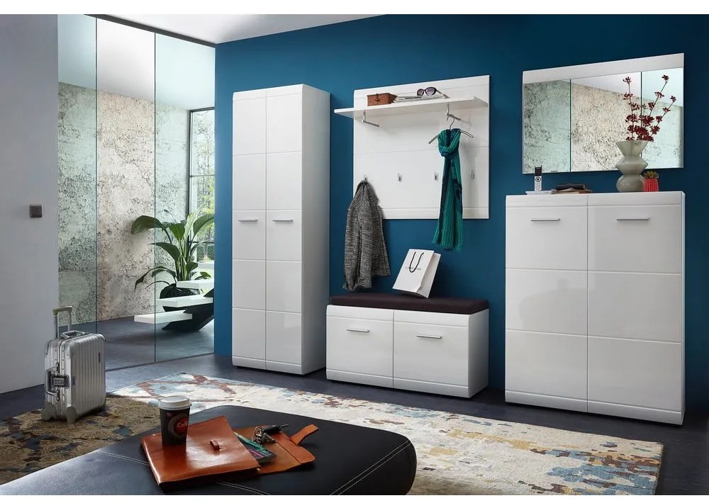 Biela skrinka na topánky Germania Adana, výška 120 cm