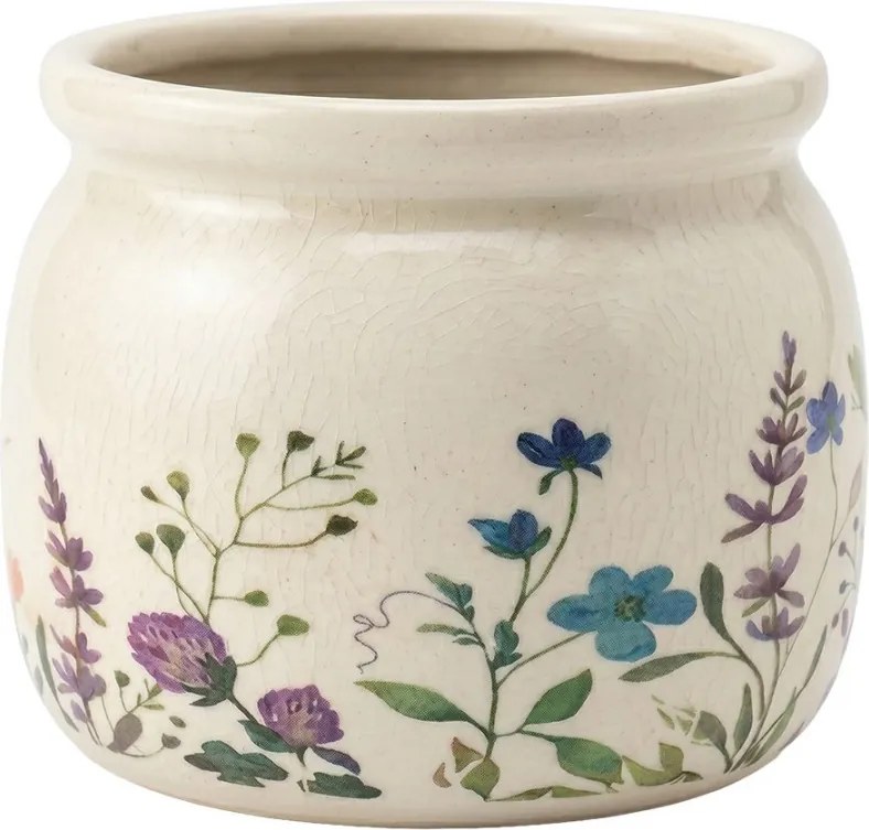 Keramický obal na kvetináč s lúčnymi kvetmi Rustic Flora S - Ø 12*10 cm