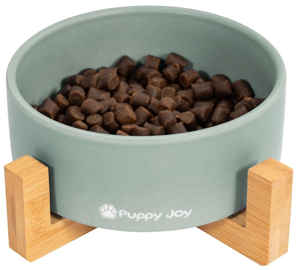 Keramická miska na bambusovém stojanu pro psy a kočky CATI šedá