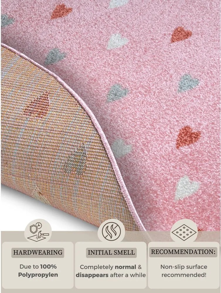 Ružový detský koberec ø 140 cm Little Hearts – Hanse Home