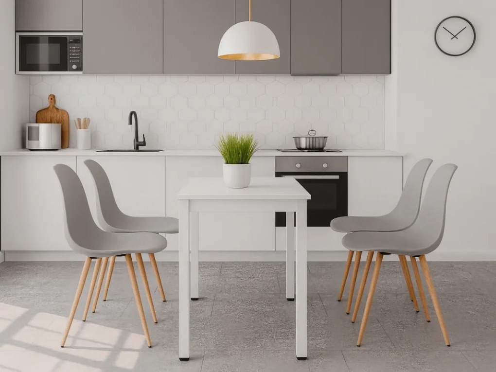 Biely jedálenský stôl s bielou doskou TESSA 120x60 cm