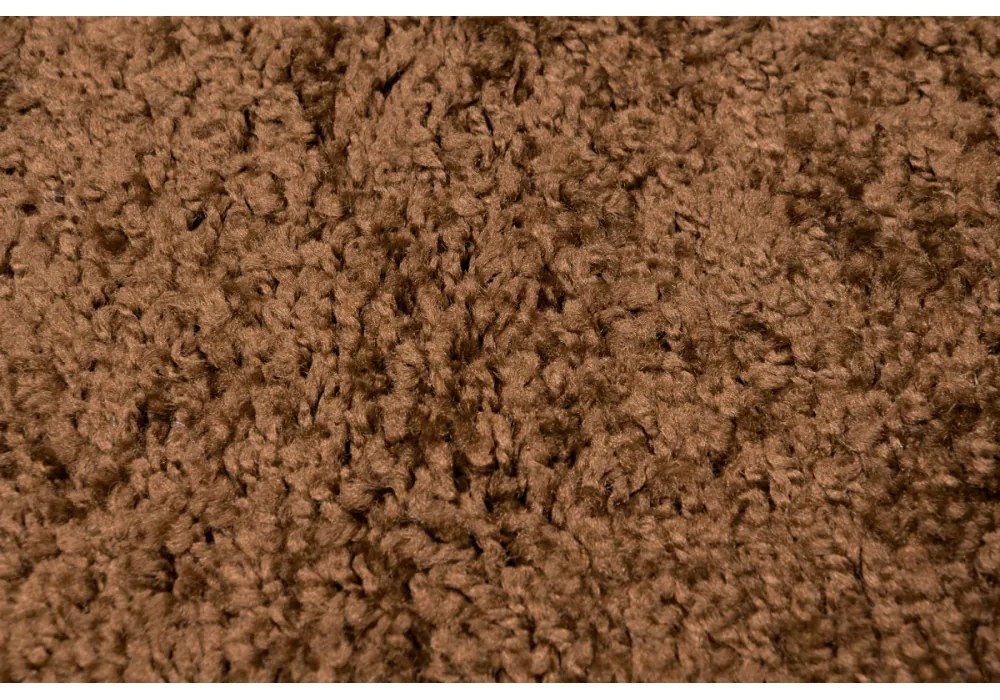 Kusový koberec Shaggy Parba hnedý kruh 180x180cm