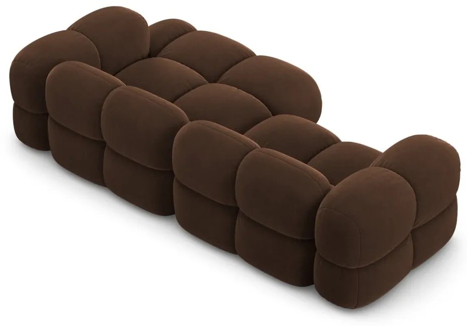 Tmavohnedá zamatová rohová pohovka (pravý roh/s leňoškou) Loretto – Cosmopolitan Design