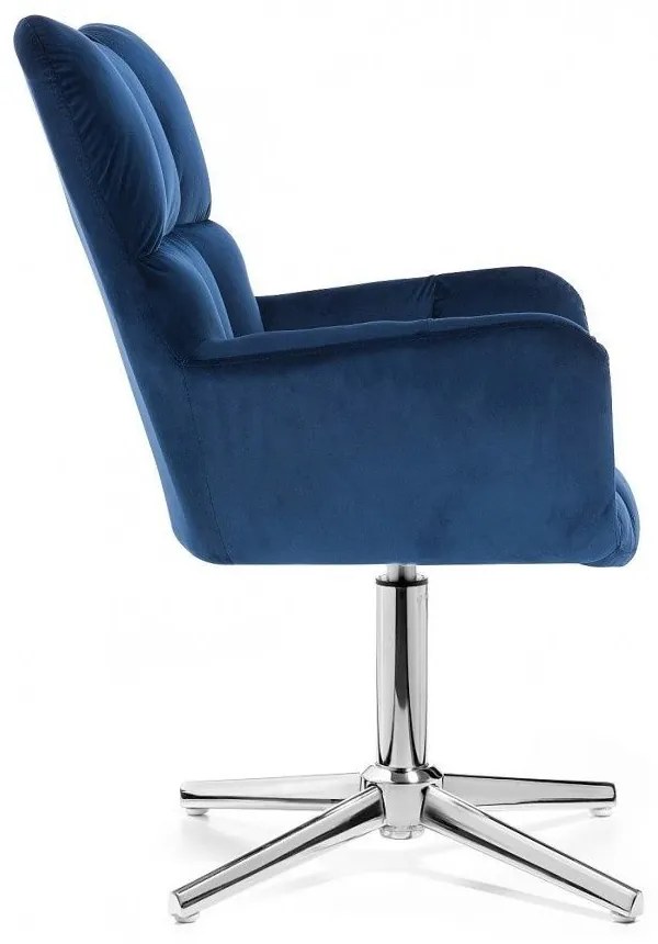 LuxuryForm DESIGN Otočné kreslo AURORA VELUR na striebornom kríži - modré