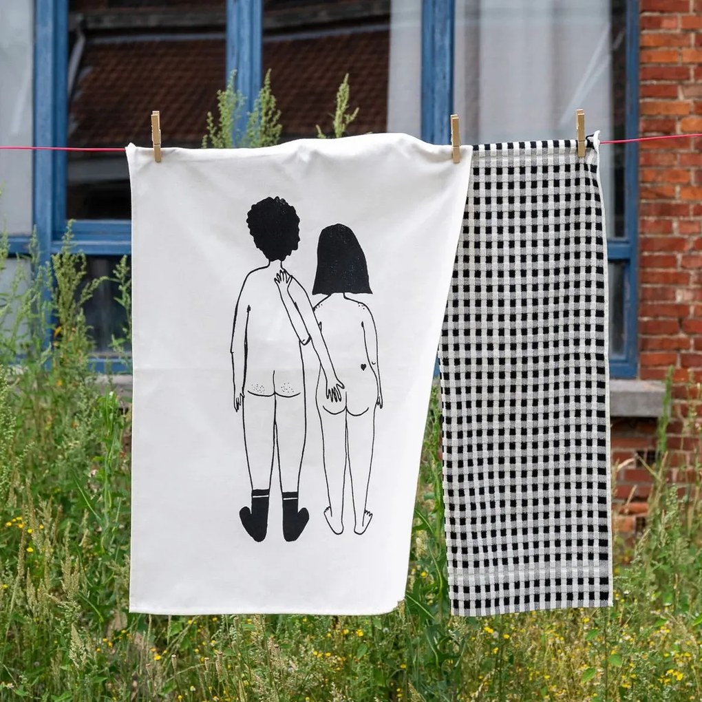 helen b Bavlněná utěrka Naked Couple – set 2 ks