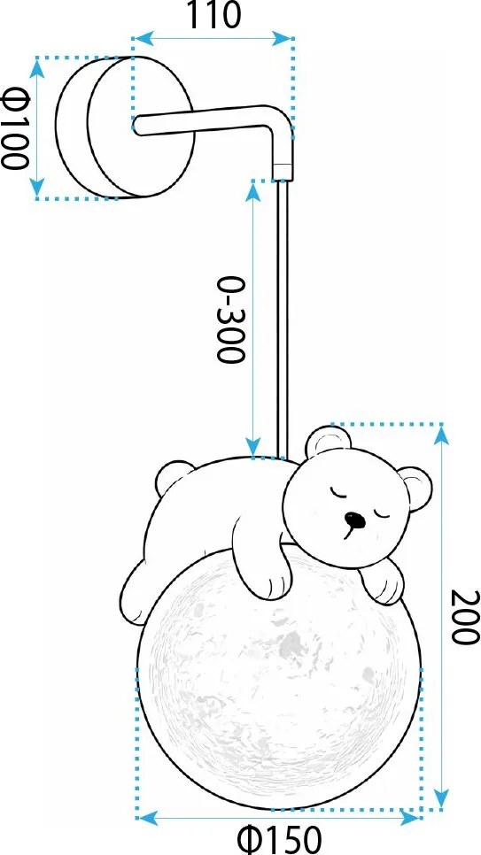 Toolight Toolight, NÁSTENNÁ LAMPA NÁSTENNÉ SVIETIDLO WHITE BEAR G161-1W, OSW-07800