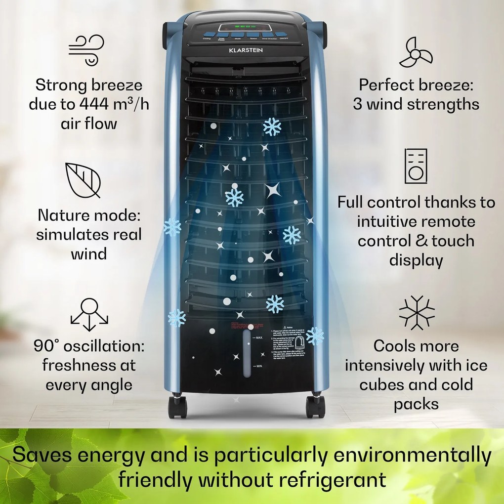 Klarstein Maxfresh, 3 v 1 ochladzovač vzduchu, ventilátor, 65 W, 6 l, diaľkový ovládač, 2 x chladiaci box