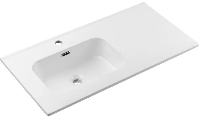 Závěsná skříňka Ocean se zápustným umyvadlem 90 cm černá/dub olejovaný
