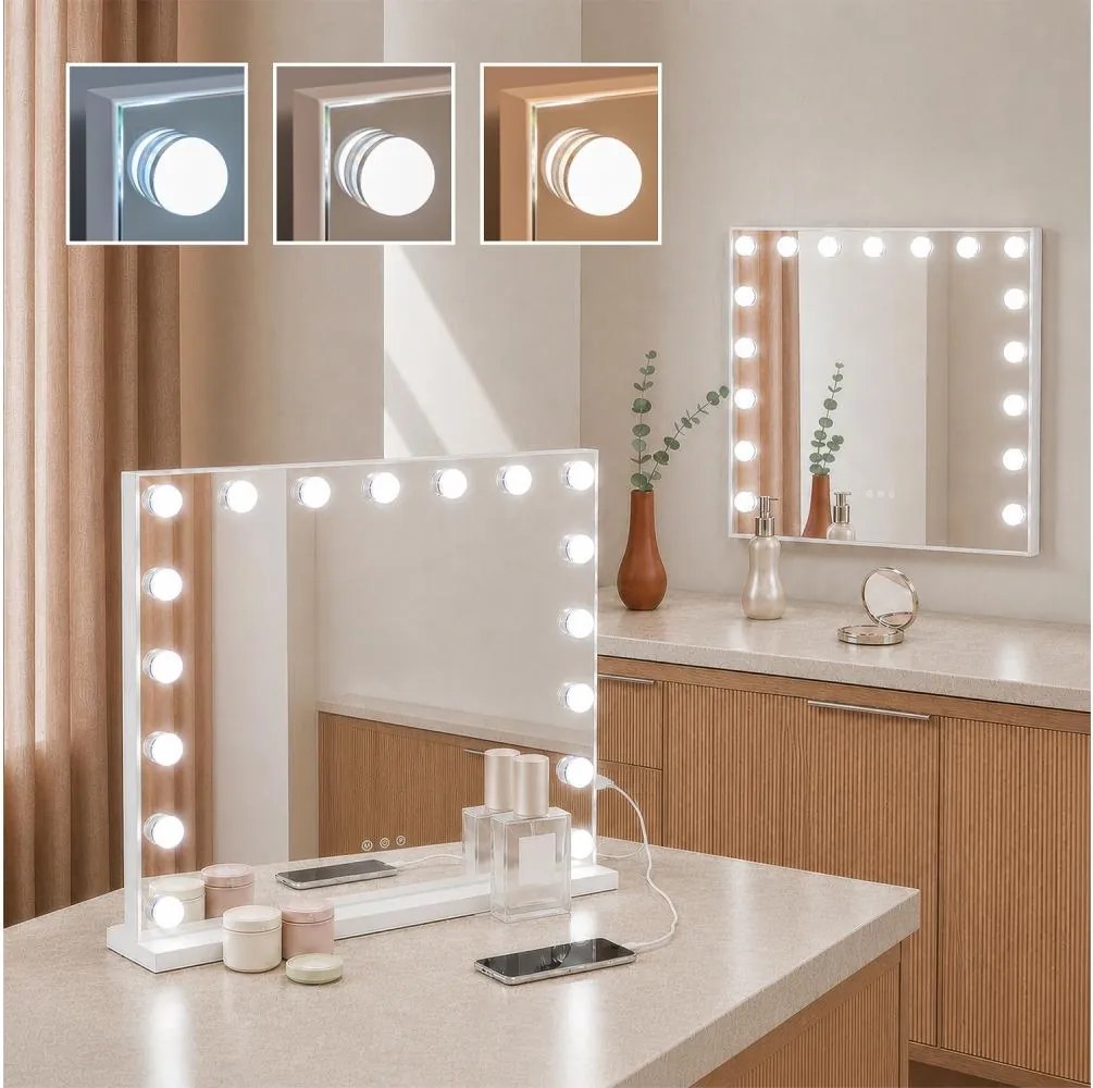 BRILAGI - LED Stmievateľné make-up zrkadlo HOLLYWOOD LED/15W/230V 60x50 cm biela