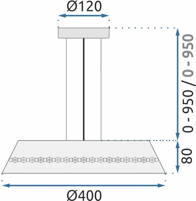 Toolight Toolight, LED závesné svietidlo Cristal 20W APP1028-CP, čierna, OSW-01233