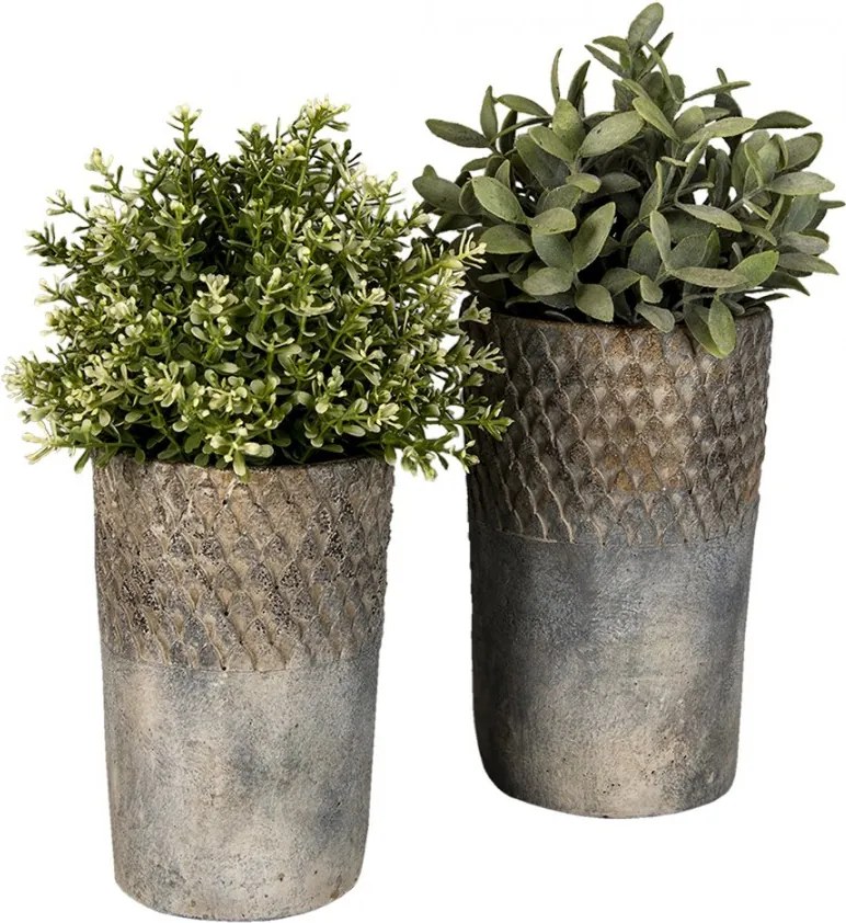 Šedý antik cementový vysoký kvetináč S - Ø 12*19 cm