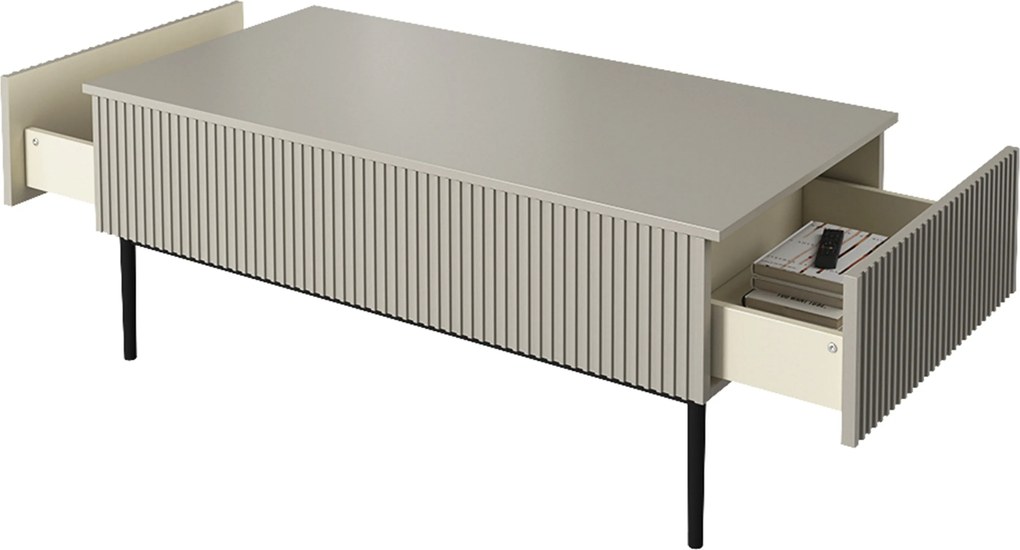 Konferenčný stolík Nicole 120 cm - kašmírové / čierne nohy